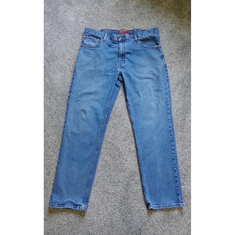 Arizona Jean Co Jeans Mens 36x29Blue Denim Medium Wash Relaxed Straight Distress